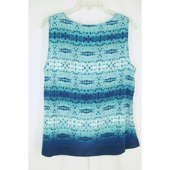 Chico's Tank Top sz 2 M Silky Blue Tie Dye Ombre Stripe - Picture 6 of 6